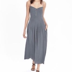 Banana Republic Pintuck Spaghetti Strap  Maxi Dress - Grey - Size 6